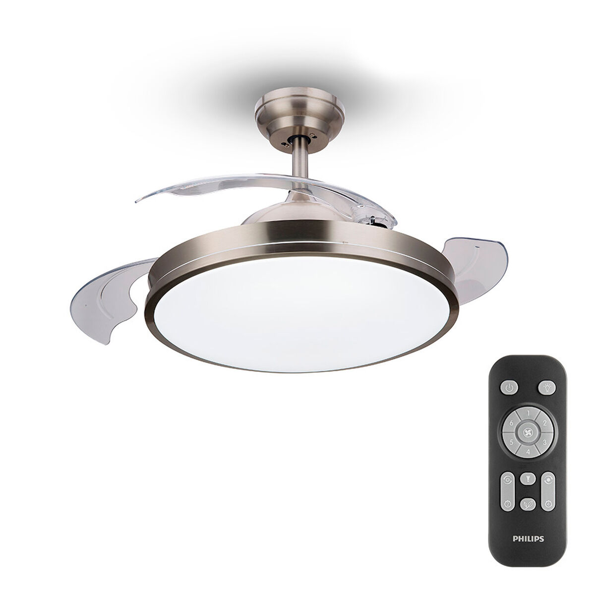 Ceiling Fan with Light Philips Atlas 35 W 28 W 4500 Lm nickel (2700 K) Ceiling Fan with Light Philips Atlas 35 W 28 W 4500 Lm nickel (2700 K)