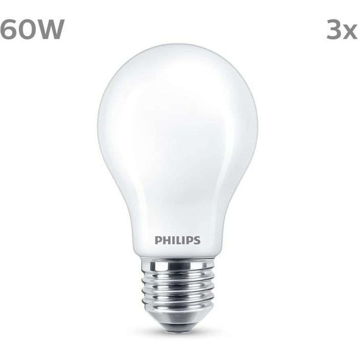 LED lamp Philips A60 E27 Soft green E 7 W 60 W E27 806 lm 3 Units (2700 K) LED lamp Philips A60 E27 Soft green E 7 W 60 W E27 806 lm 3 Units (2700 K)