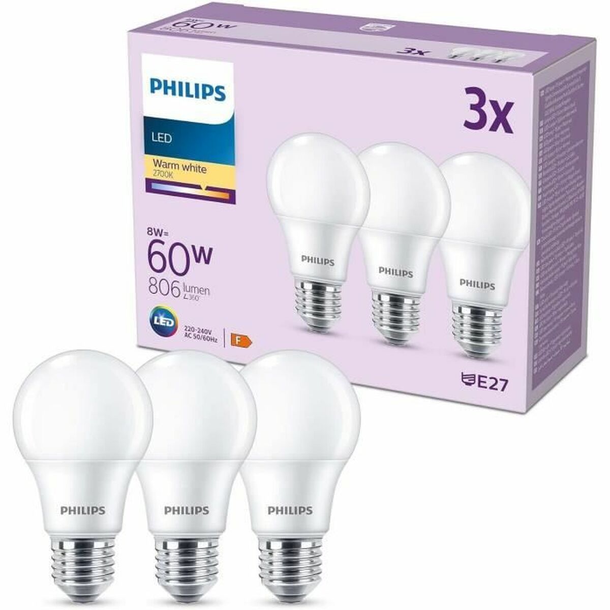 Fluorescent pipe Philips E27 F 8 W 60 W (2700 K)