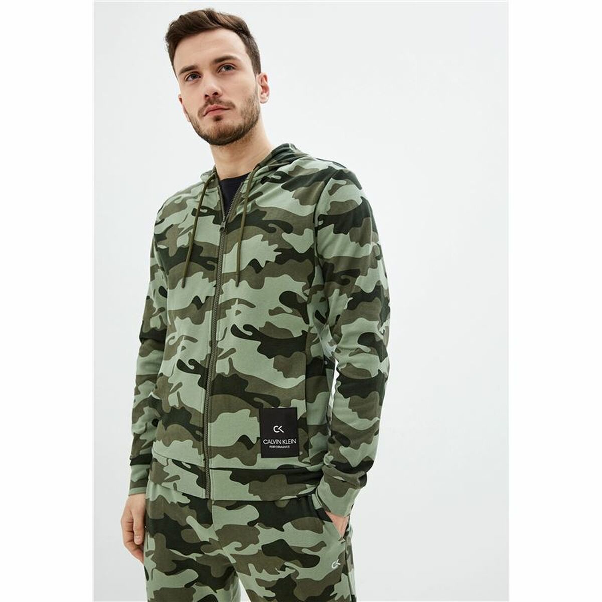 Men’s Sports Jacket Calvin Klein Full Zip Green