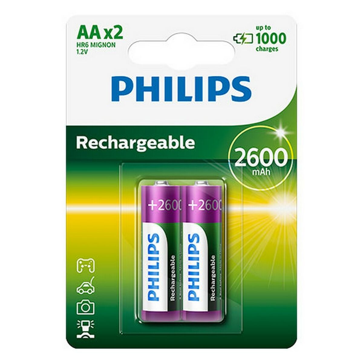 Rechargeable Batteries Philips R6B2A260/10 1,2 V Rechargeable Batteries Philips R6B2A260/10 1,2 V