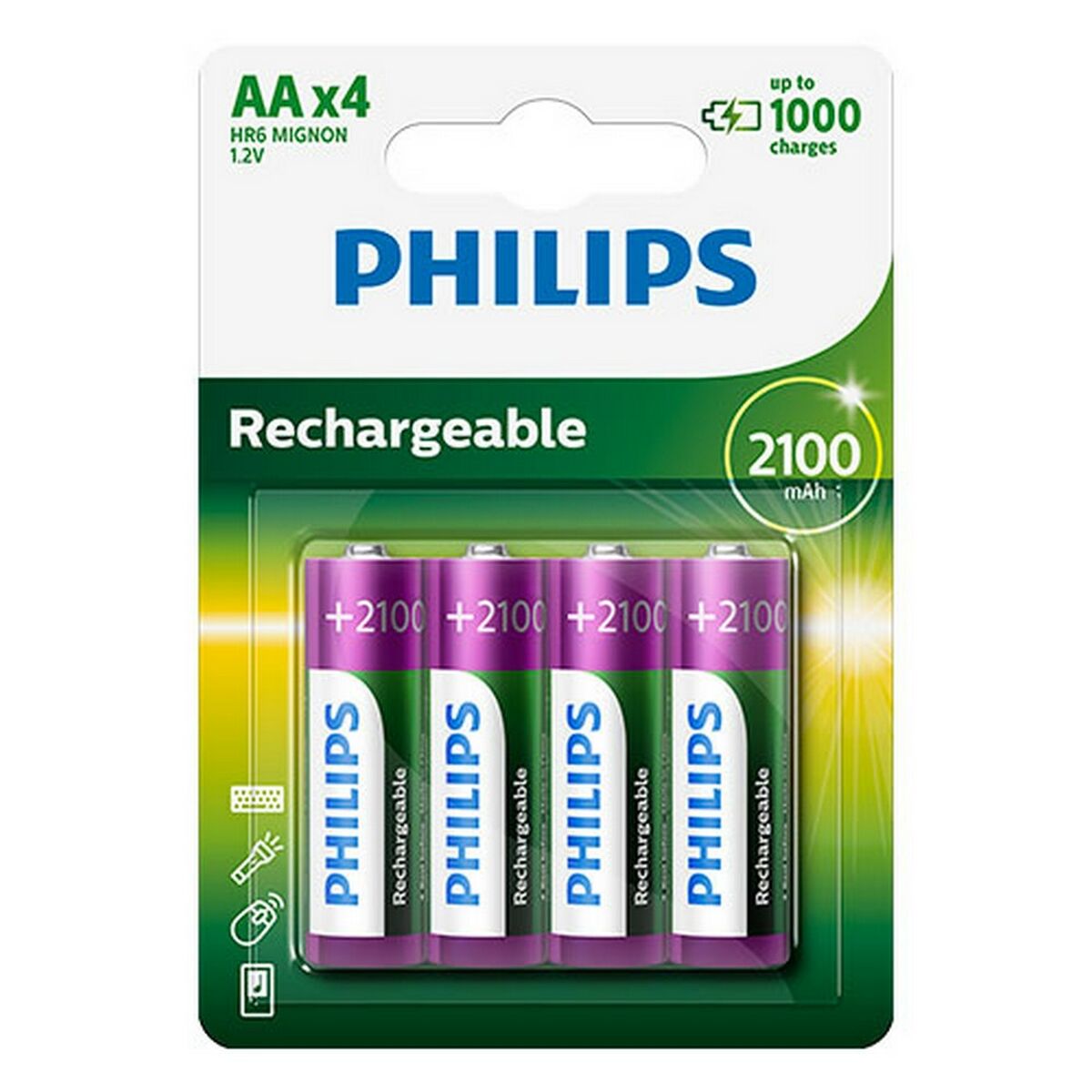 Rechargeable Batteries Philips R6B4A210/10 1,2 V Rechargeable Batteries Philips R6B4A210/10 1,2 V