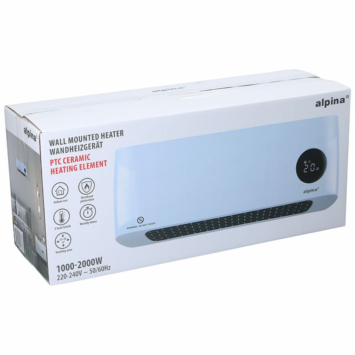 Electric Ceramic Heater Alpina White 1000-2000 W