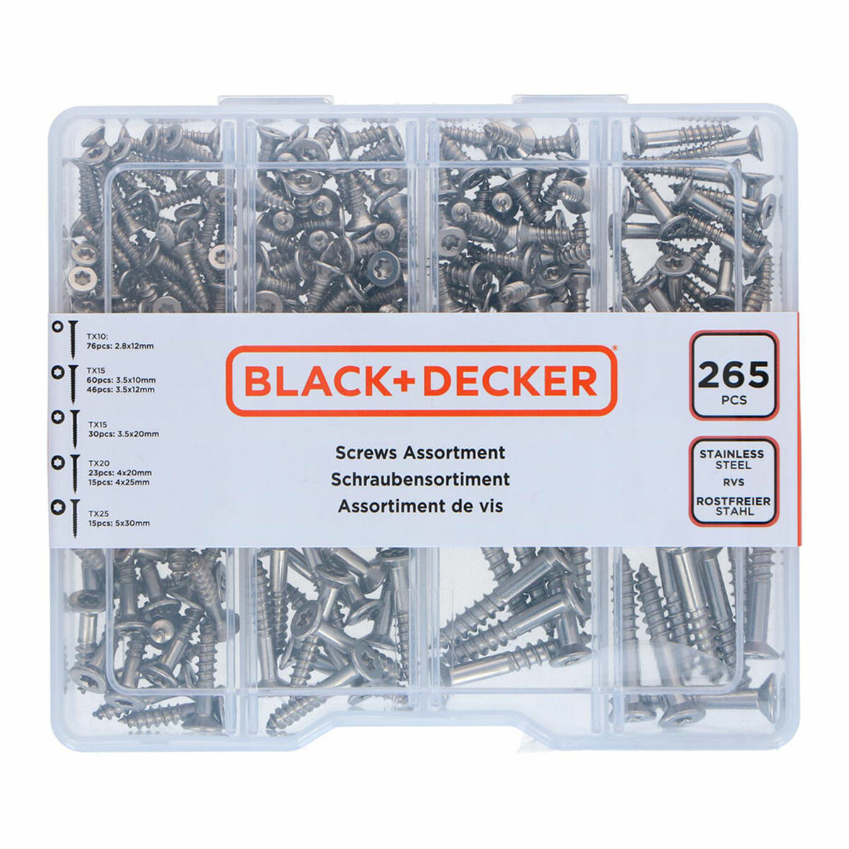 Screw kit Black & Decker Torx 265 Pieces Screw kit Black & Decker Torx 265 Pieces