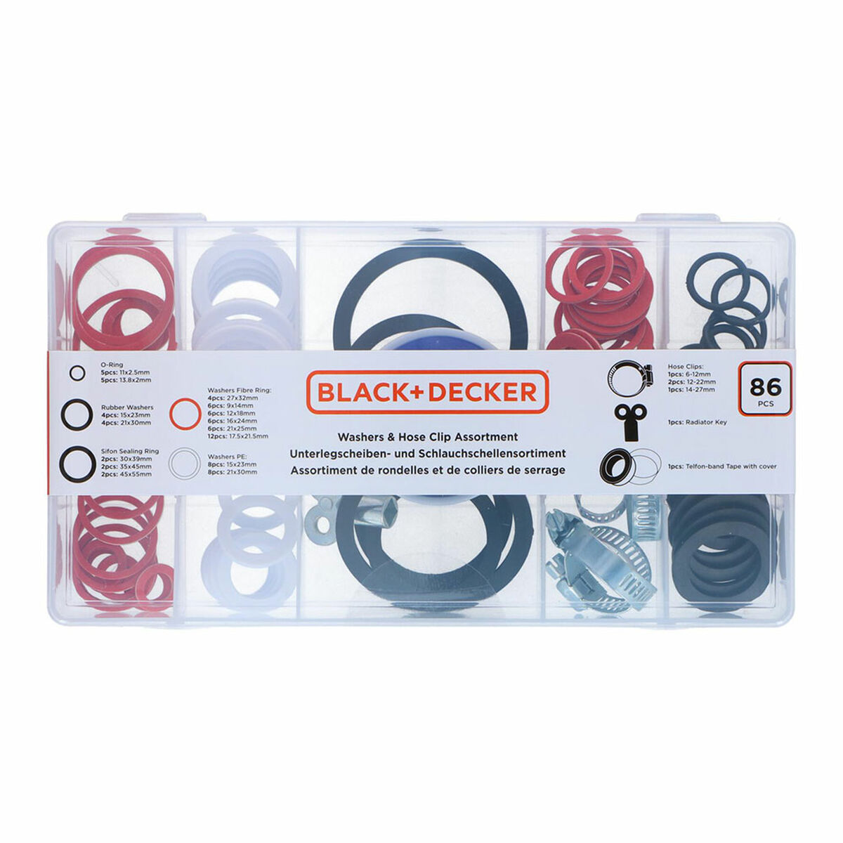 Set of gaskets, washers and clamps Black & Decker 86 Pieces Set of gaskets, washers and clamps Black & Decker 86 Pieces