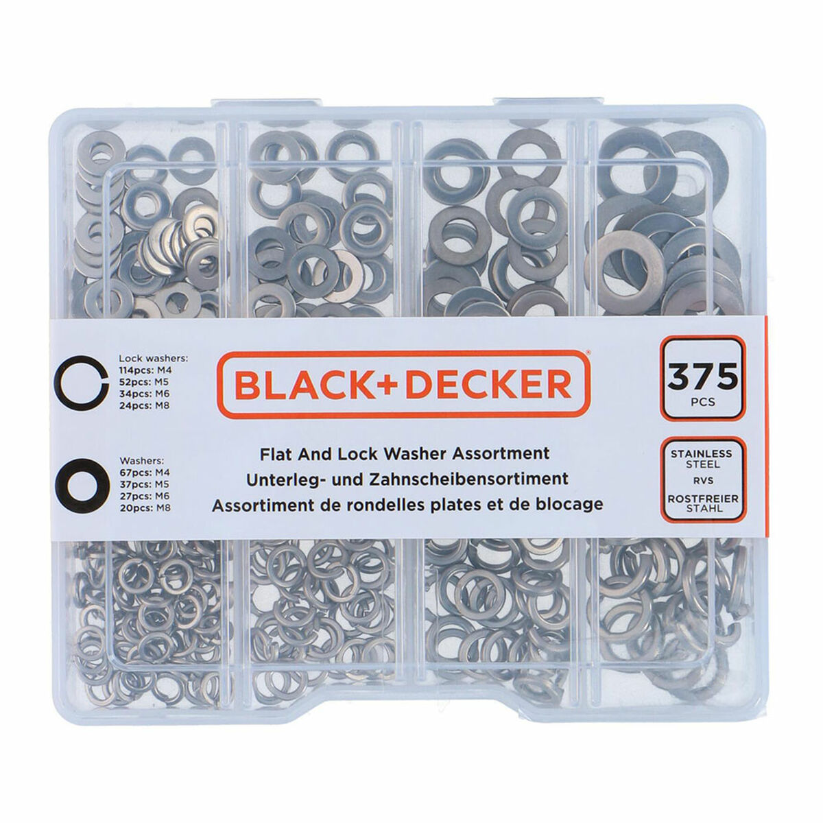 Washers Black & Decker Flat Safety 375 Pieces Washers Black & Decker Flat Safety 375 Pieces
