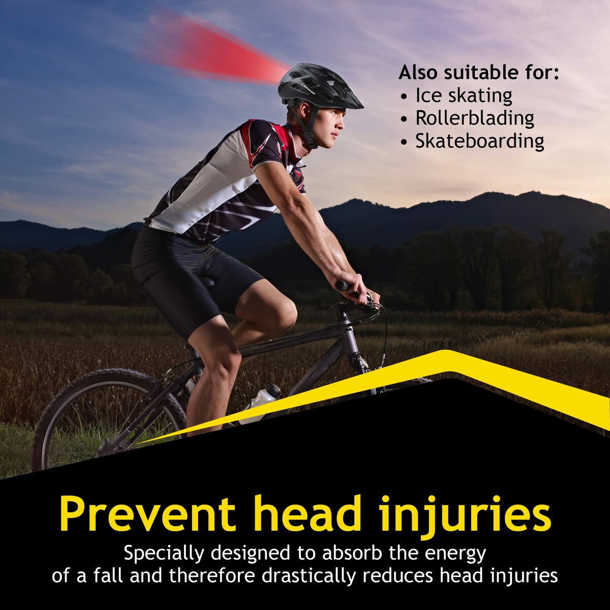 Adult’s Cycling Helmet Dunlop M Black LED Light