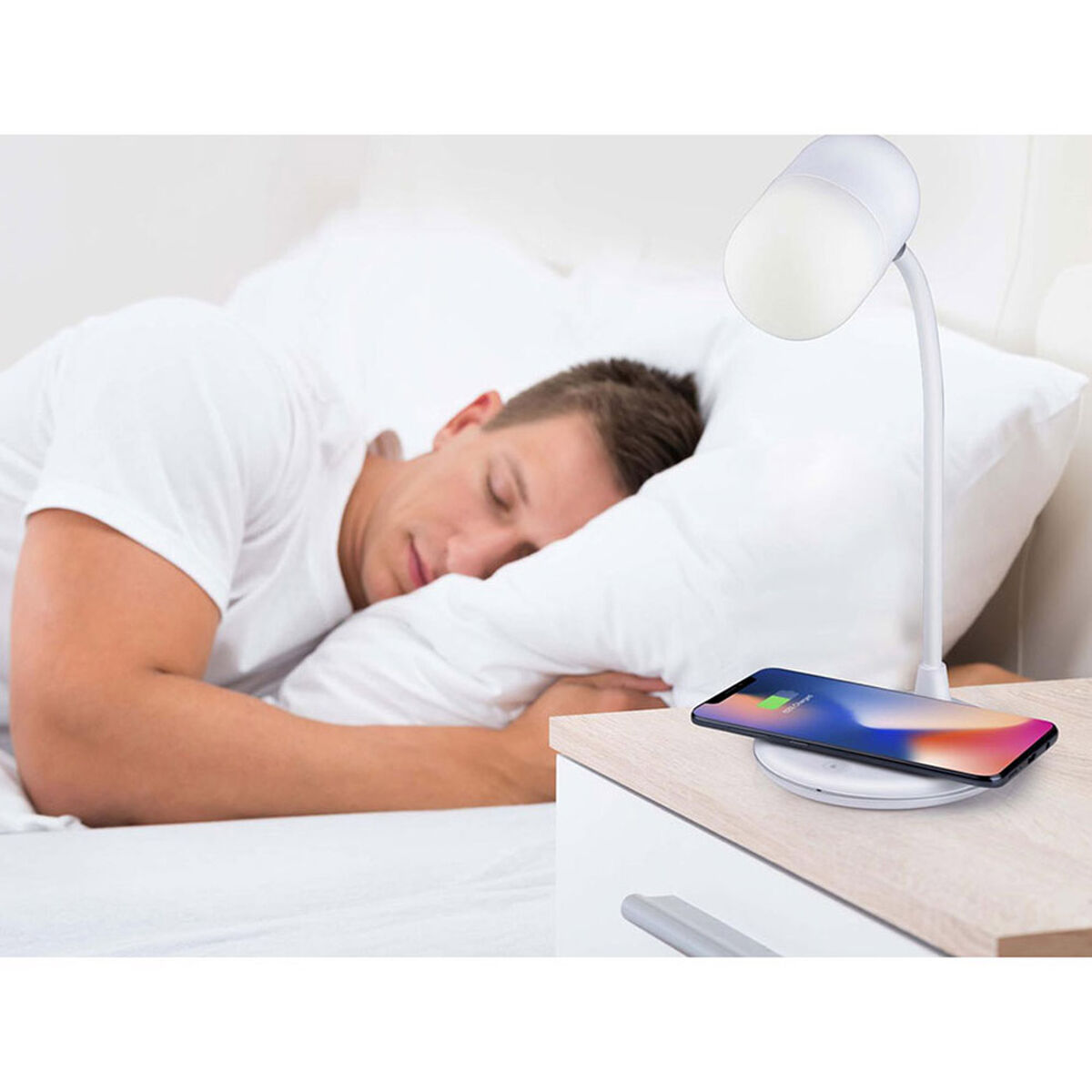 LED lamp with Speaker and Wireless Charger Grundig White 10 W 50 lm  12 x 26 cm Plastic 3-in-1