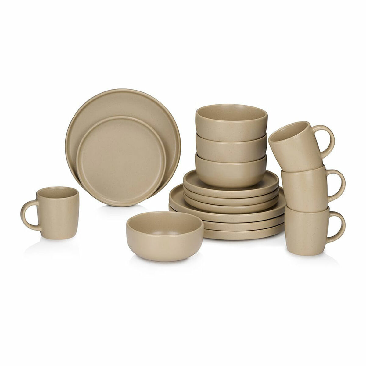 Tableware Alpina Taupe Ceramic 16 Pieces (4 Units)