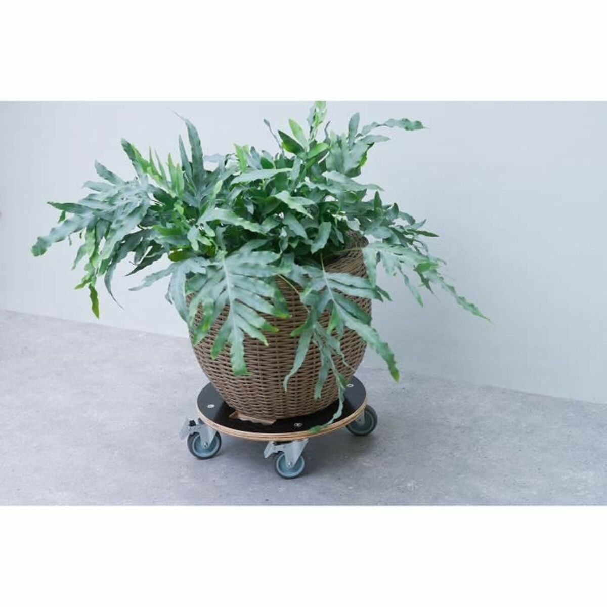 Flowerpot Standt with Wheels Nature Wood  38 cm