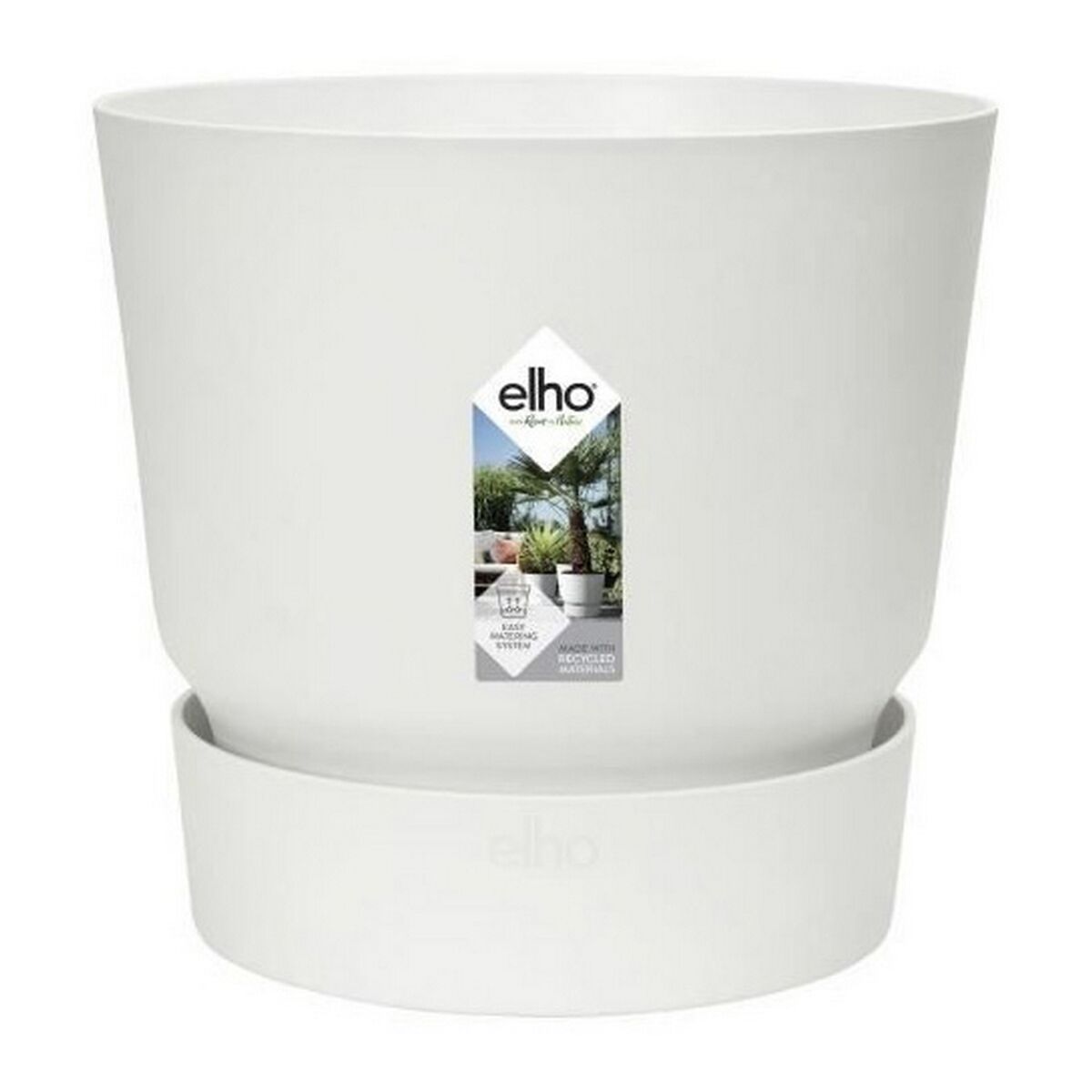 Plant pot with Dish Elho Greenville Ø 39 x 36,8 cm Circular White Plastic Plant pot with Dish Elho Greenville Ø 39 x 36,8 cm Circular White Plastic