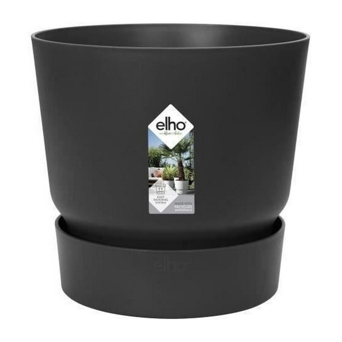 Plant pot Elho Greenville Black Plastic Circular  30 cm  29,5 x 27,8 cm
