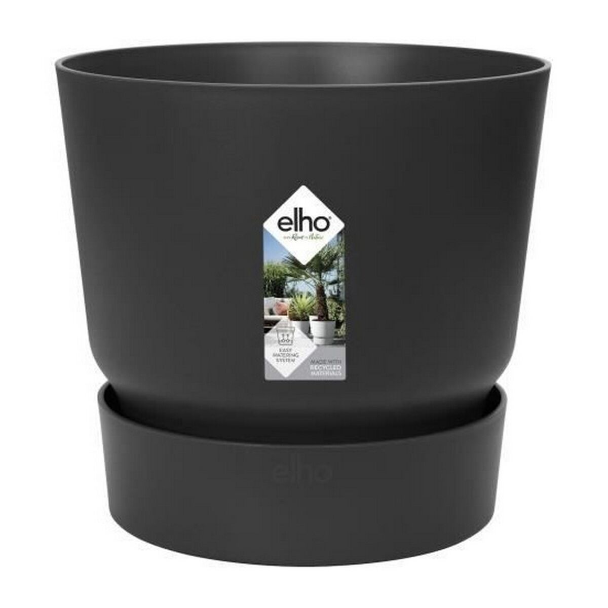 Plant pot Elho Greenville Black Plastic Circular  30 cm  29,5 x 27,8 cm