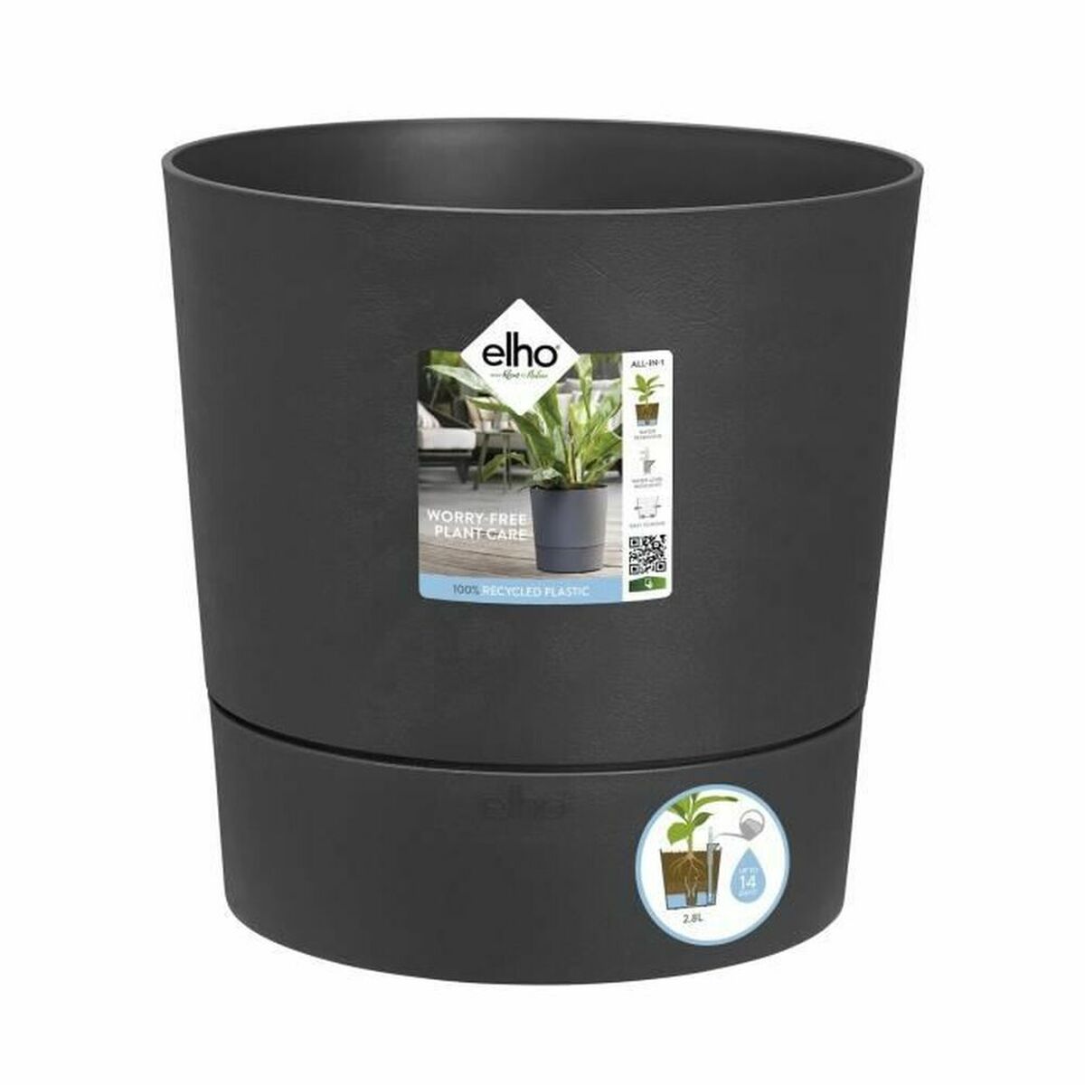Plant pot Elho Dark grey Ø 29,5 cm Plant pot Elho Dark grey Ø 29,5 cm