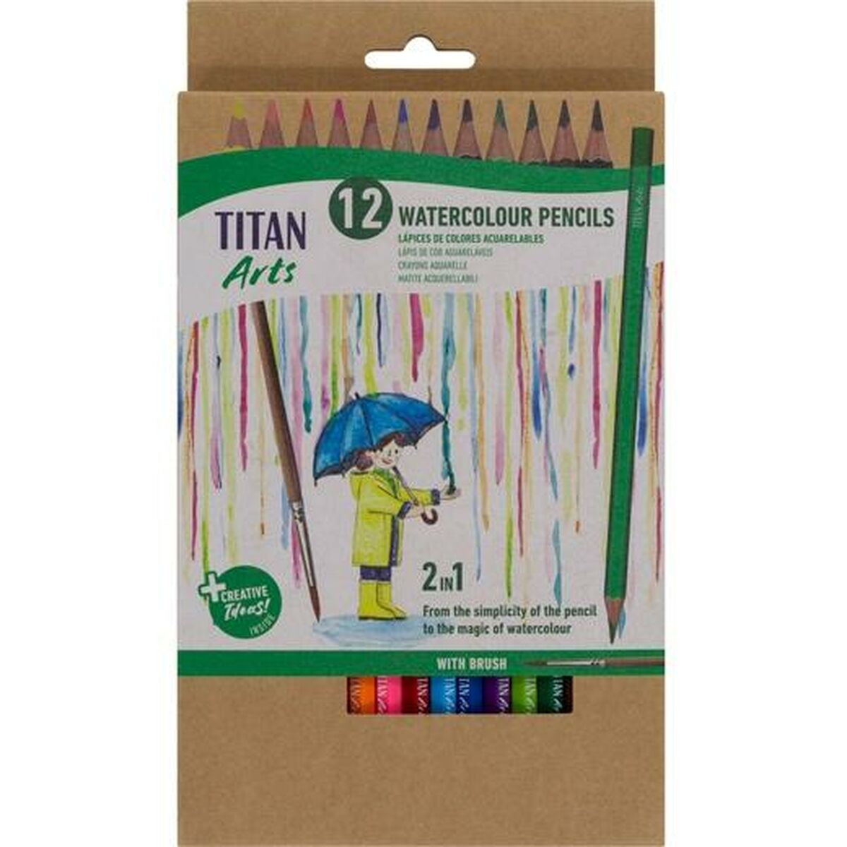 Watercolour Pencils Titan Arts Multicolour 12 Pieces Watercolour Pencils Titan Arts Multicolour 12 Pieces