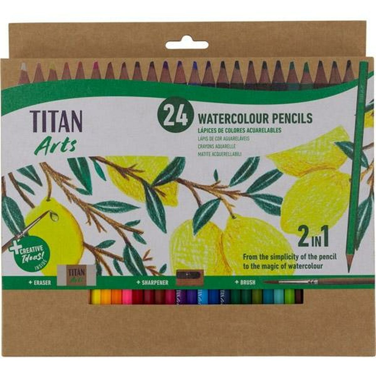 Watercolour Pencils Titan Arts Multicolour 24 Pieces