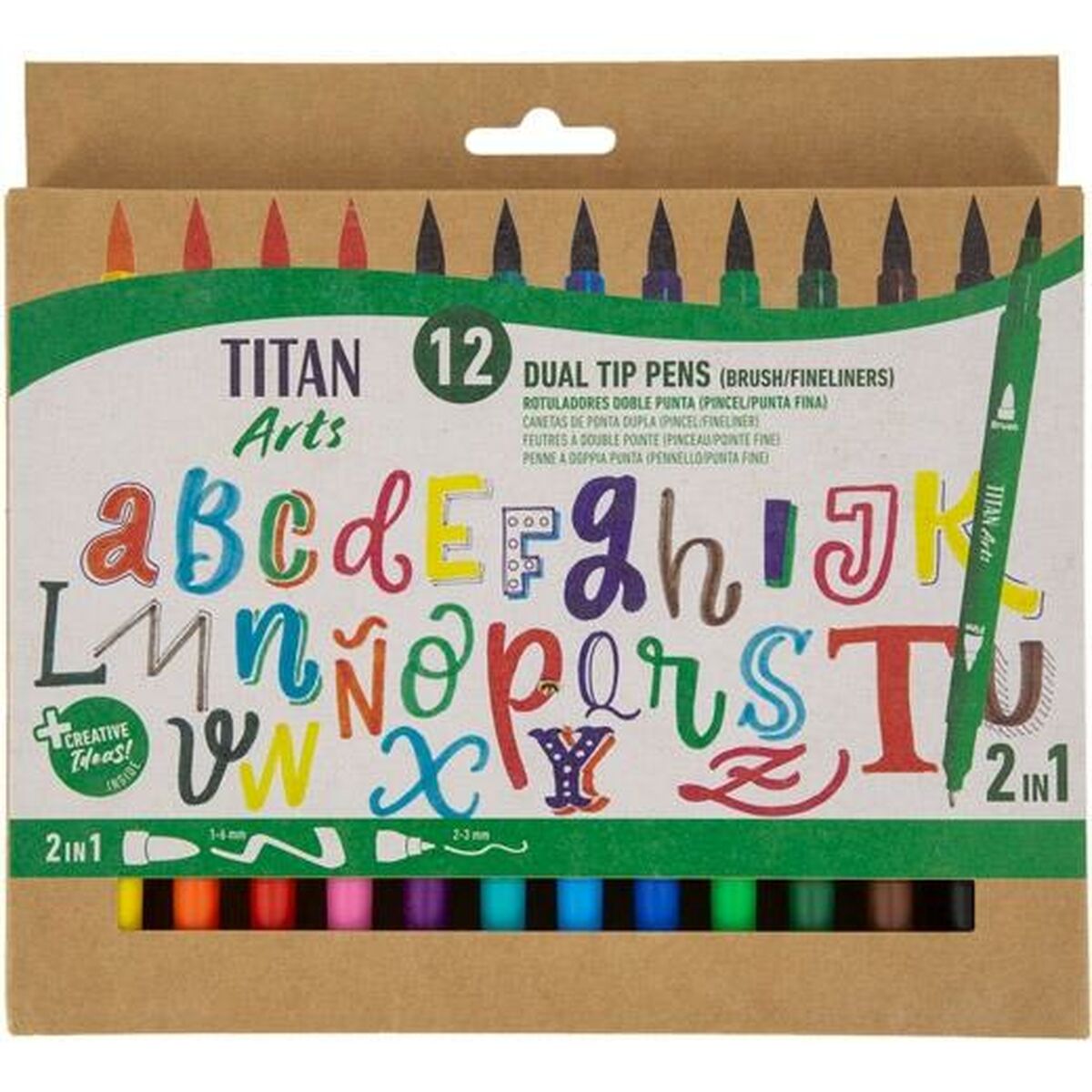 Set of Felt Tip Pens Titan Arts Multicolour Double-ended 12 Pieces Set of Felt Tip Pens Titan Arts Multicolour Double-ended 12 Pieces