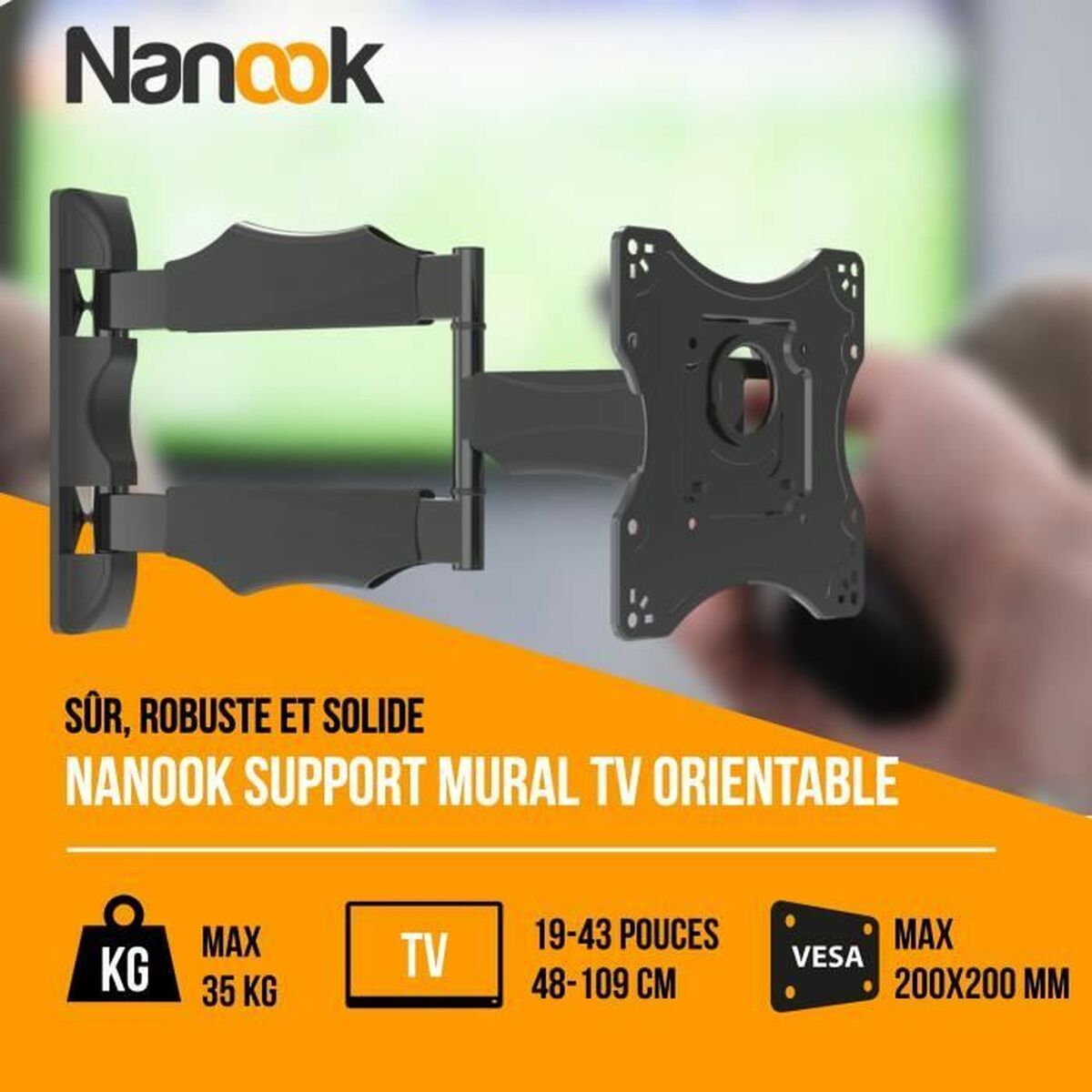 TV Mount Nanook Full Motion Tilt 43″ 19″