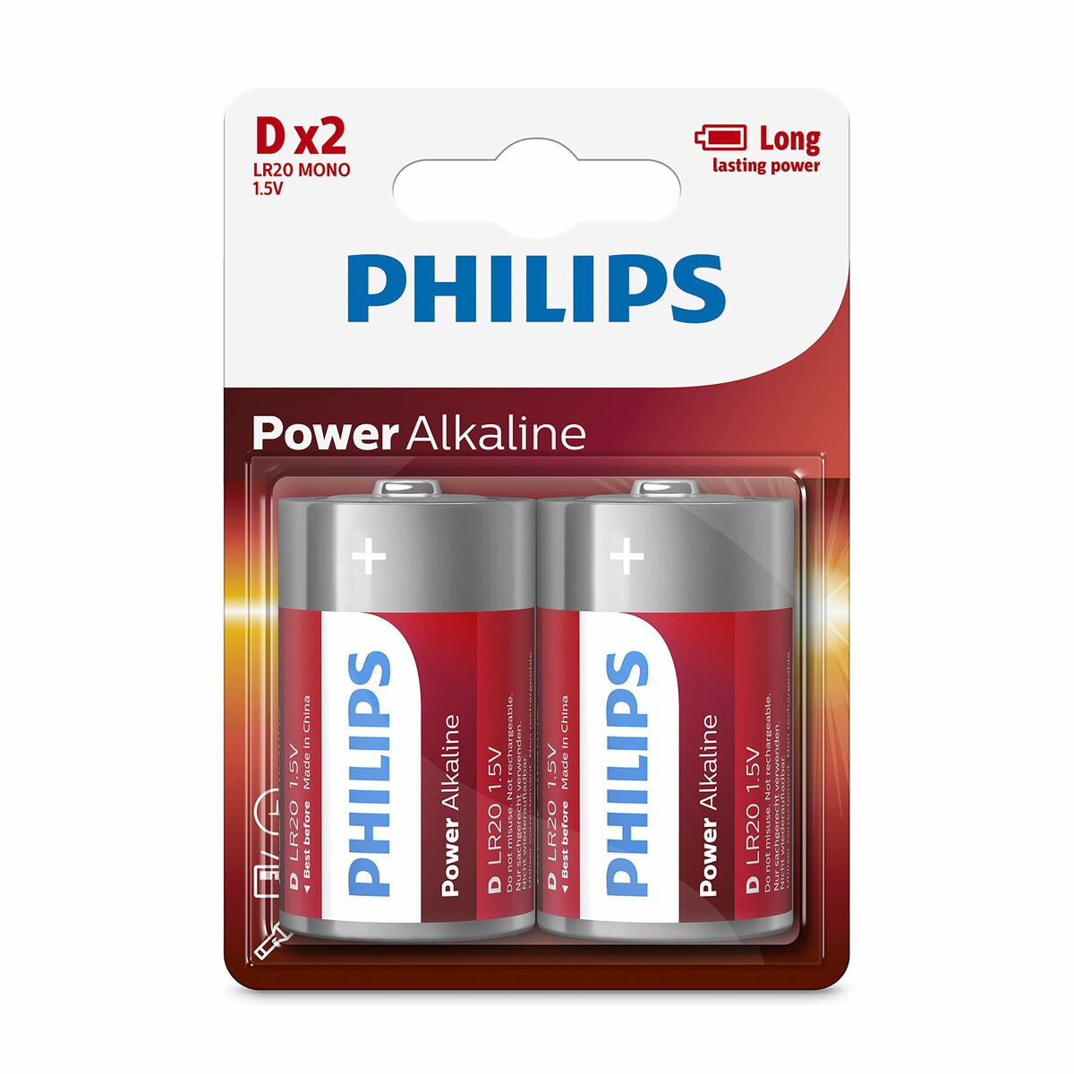 Alkaline Batteries Philips Power LR20 1,5 V Type D (2 Units) Alkaline Batteries Philips Power LR20 1,5 V Type D (2 Units)