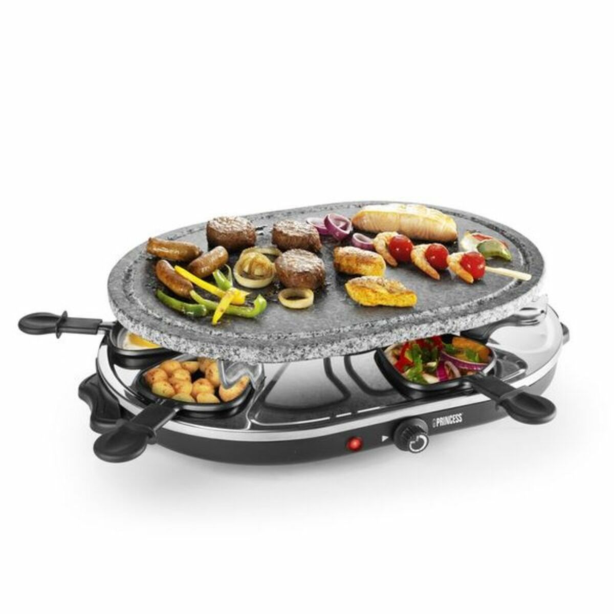 Raclette Princess 8 Oval Stone Grill Party Black Grey Raclette Princess 8 Oval Stone Grill Party Black Grey