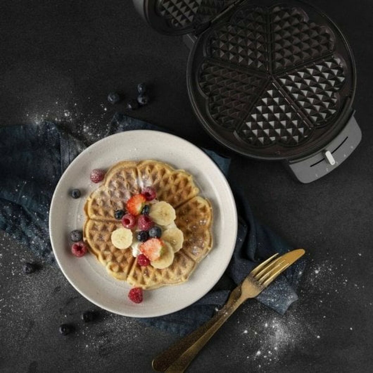 Waffle Maker Princess Princess 132380 1200 W Black Silver Steel