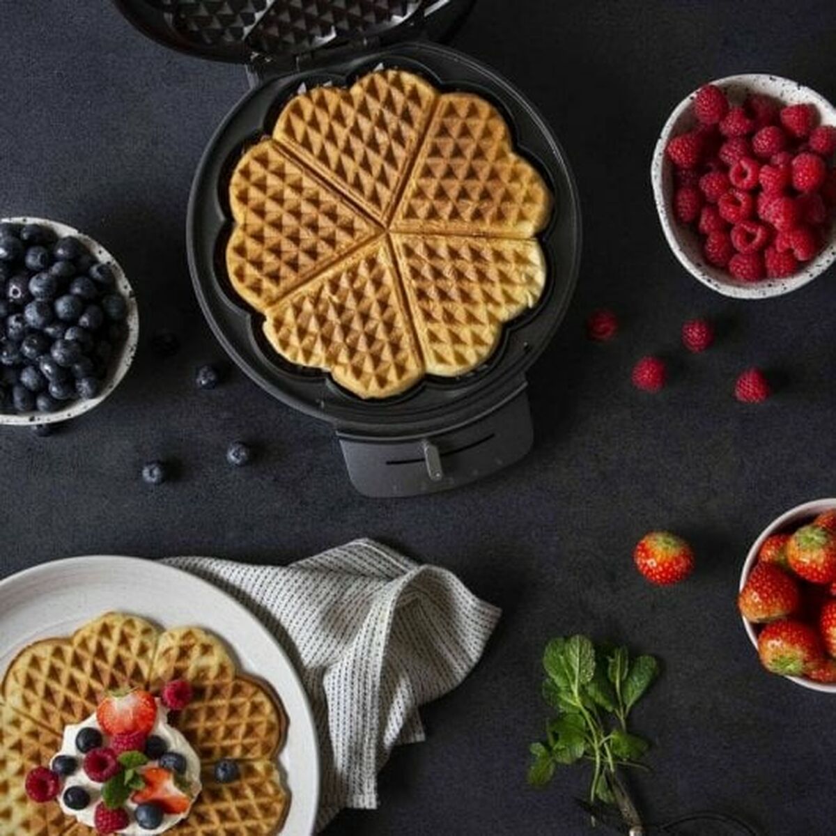 Waffle Maker Princess Princess 132380 1200 W Black Silver Steel