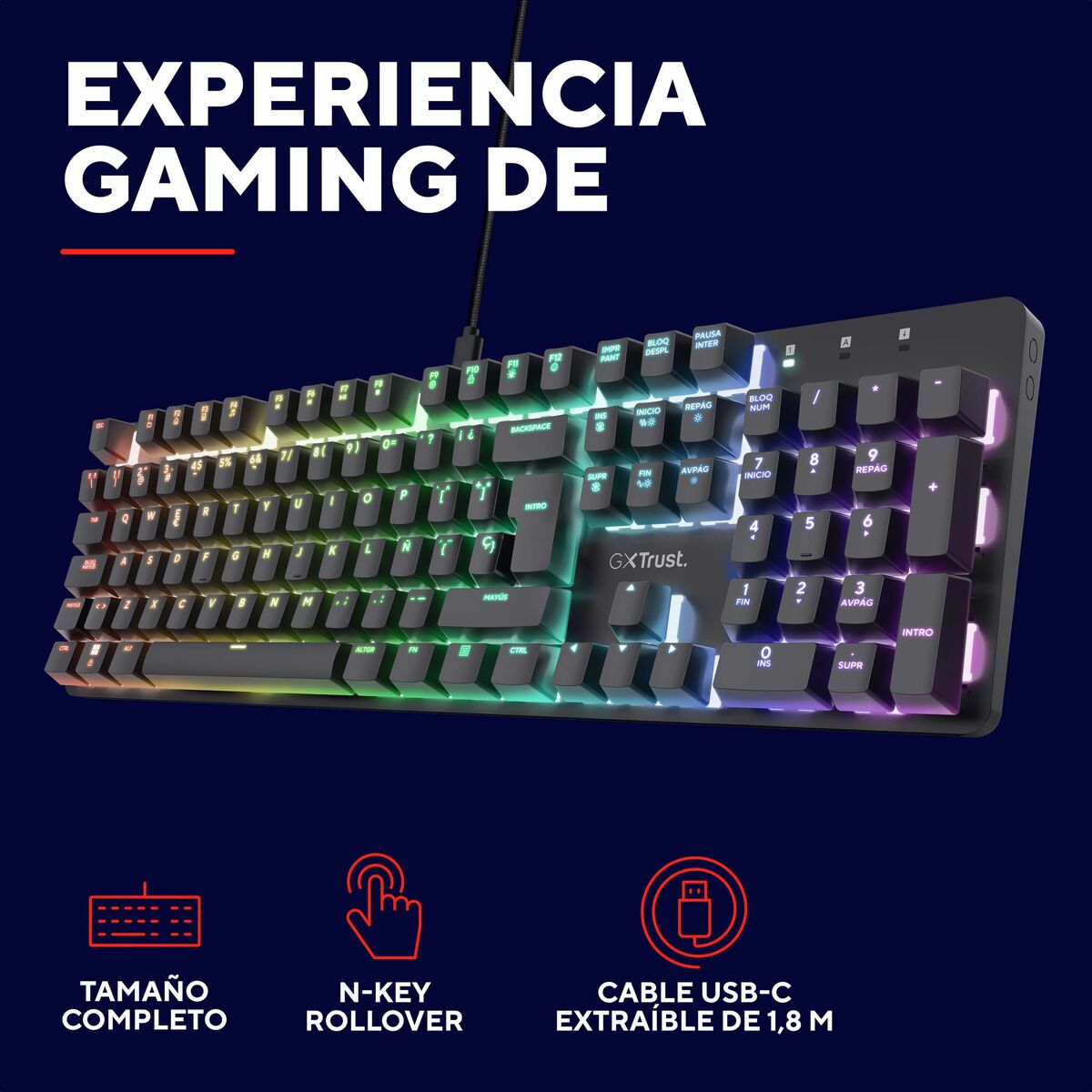 Gaming Keyboard Trust 25682 Black Spanish Qwerty