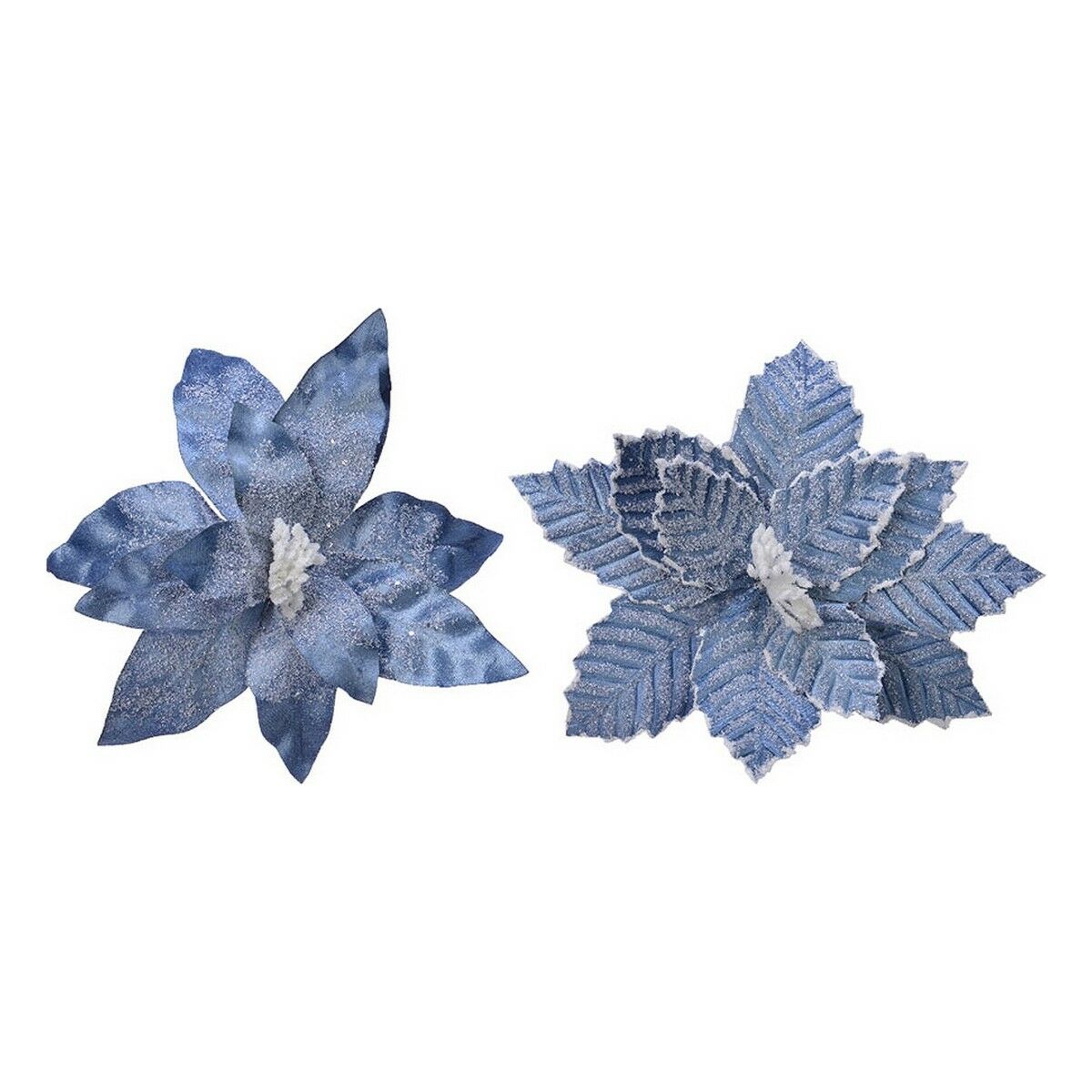 Decorative Flower Blue Christmas Ø 34 x 6 cm Decorative Flower Blue Christmas Ø 34 x 6 cm
