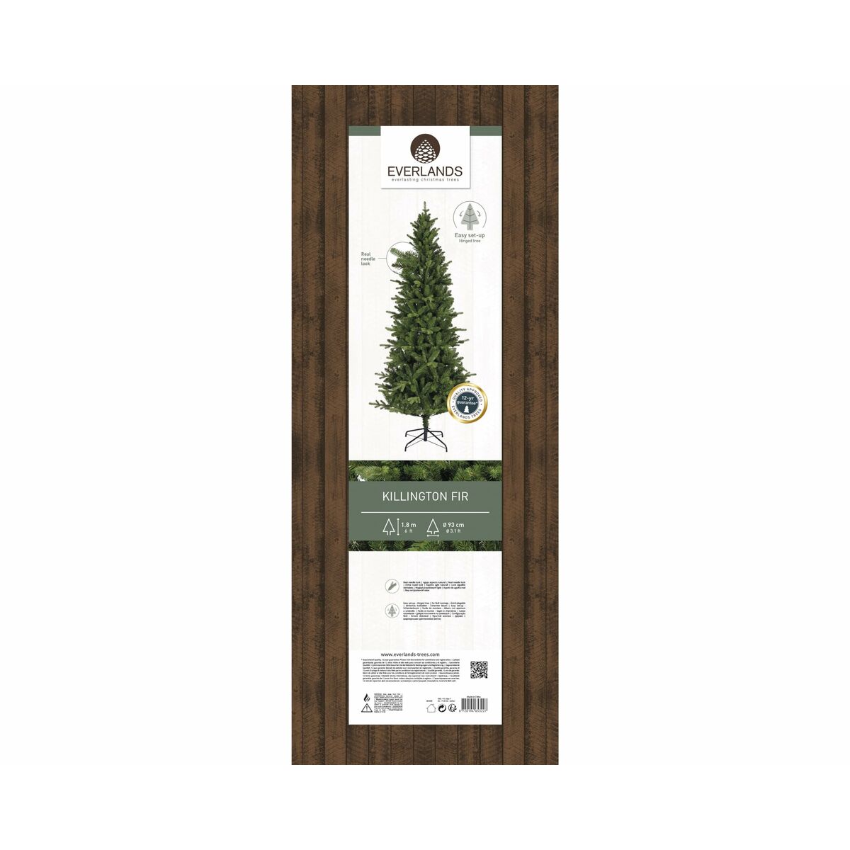 Christmas Tree Everlands Killington Green PVC Metal polystyrene Fir  93 x 180 cm