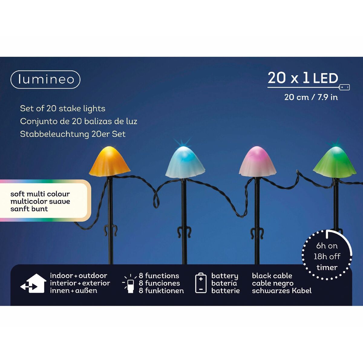 Decorative light for plants Lumineo 491763 Multicolour Mini Mushroom (20 Units)