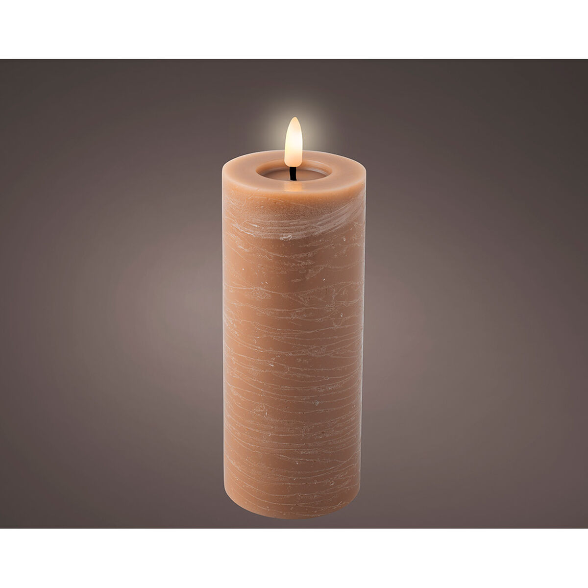 LED Candle Lumineo Brown  7 x 19 cm Flame effect (AAA)