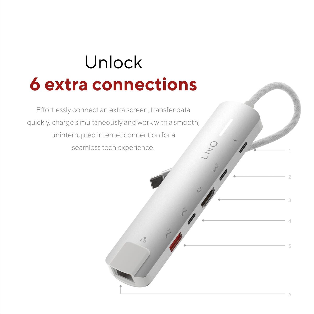 USB Hub Linq Byelements LQ49061 White Grey