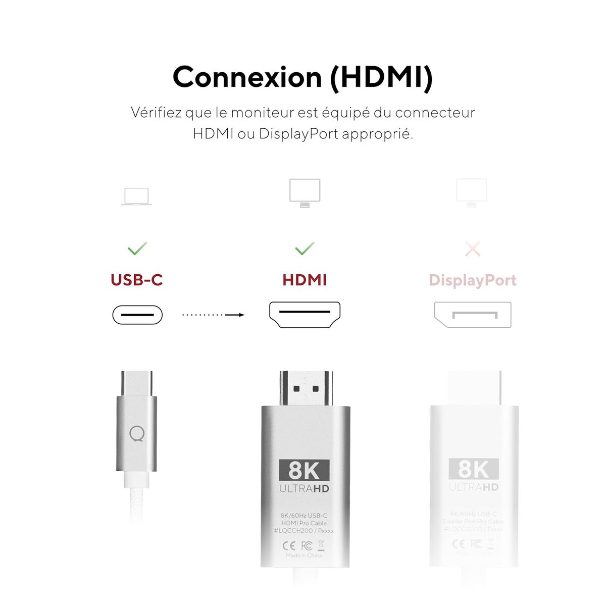 USB Cable Linq Byelements LQCCH200 Grey 2 m