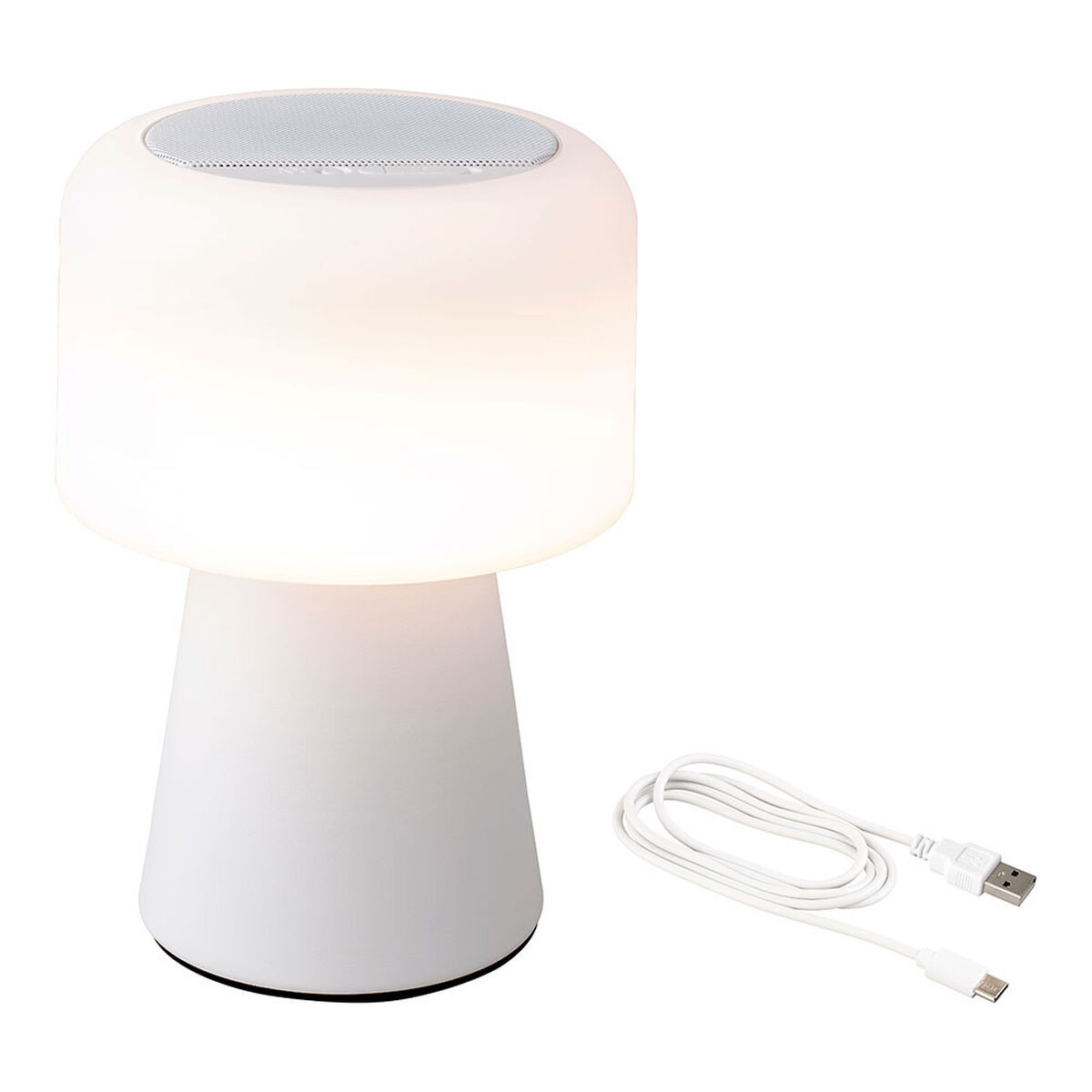 LED Lamp with Bluetooth Speaker and Wireless Charger Lumineo 894417 White Rechargeable LED Lamp with Bluetooth Speaker and Wireless Charger Lumineo 894417 White Rechargeable