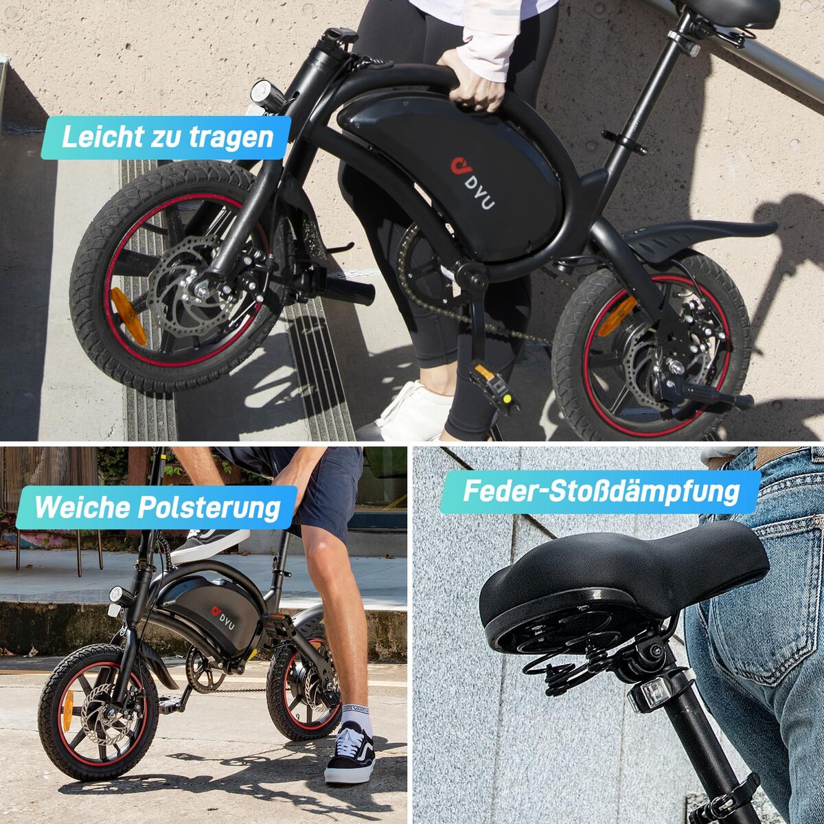 Electric Bike DYU DYU-D3S-001 Black 250 W 10 Ah 14″