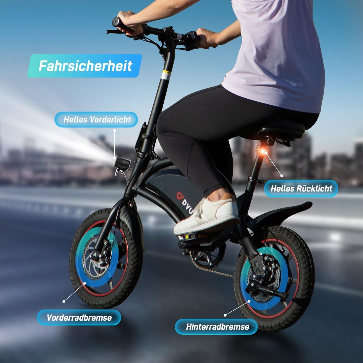 Electric Bike DYU DYU-D3S-001 Black 250 W 10 Ah 14″