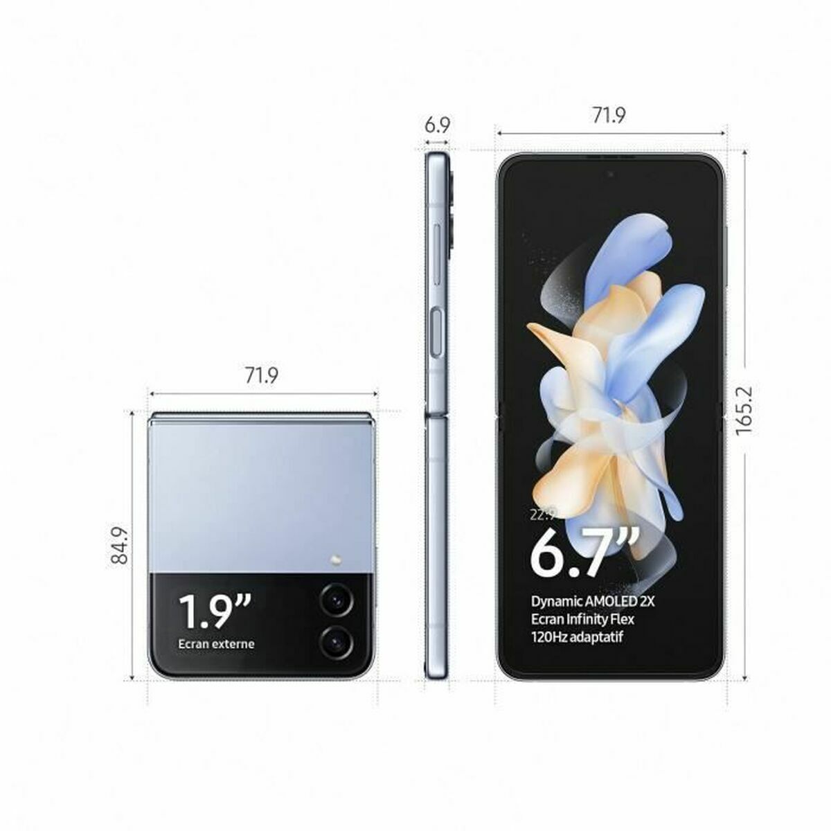 Smartphone Samsung Galaxy Z Flip4 5G 6,7″ 5G 3840 x 2160 px 6,7″ 8 GB RAM 256 GB Blue 256 GB