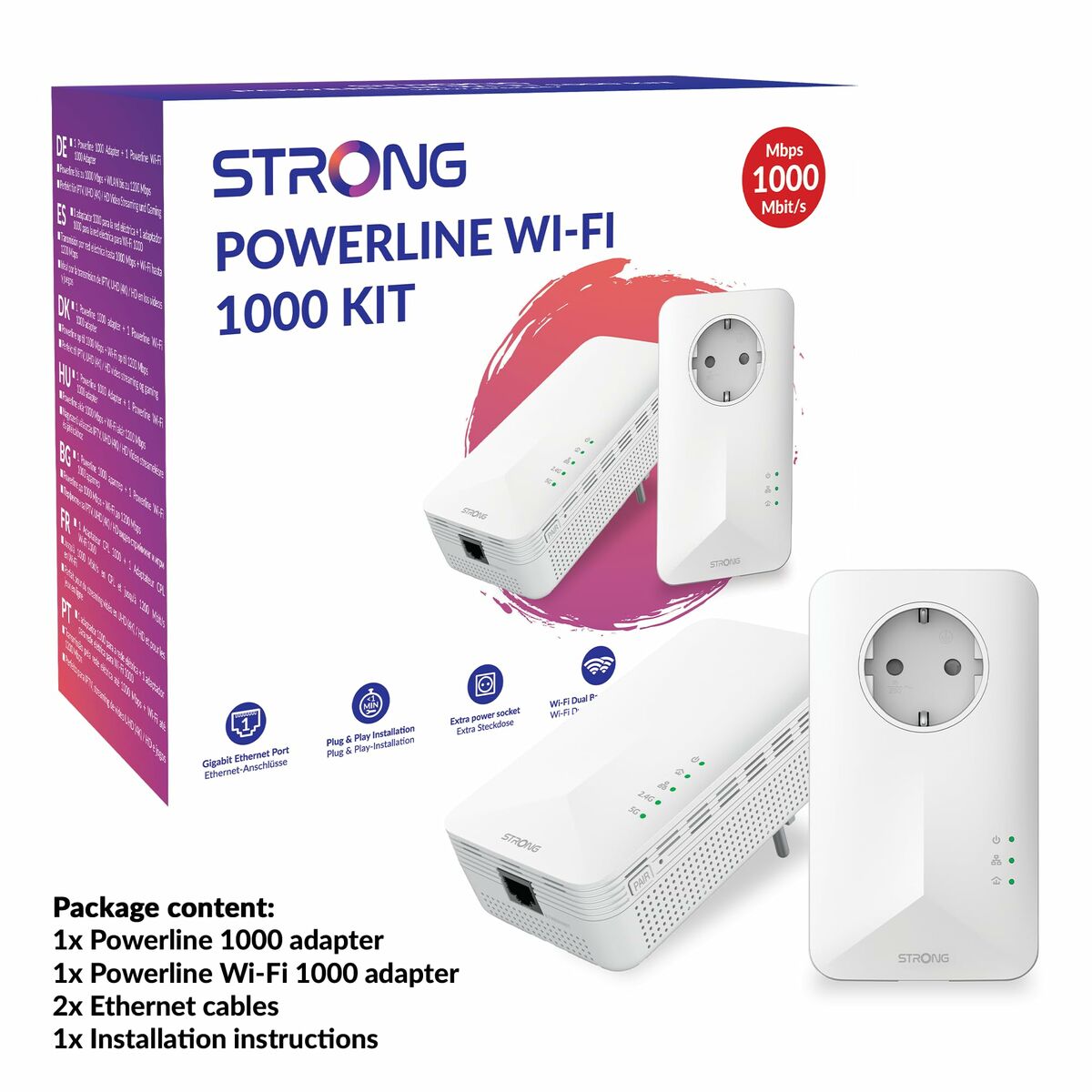 PLC Adapter STRONG POWERL1000WFDUOEUV2 White (2 Units)