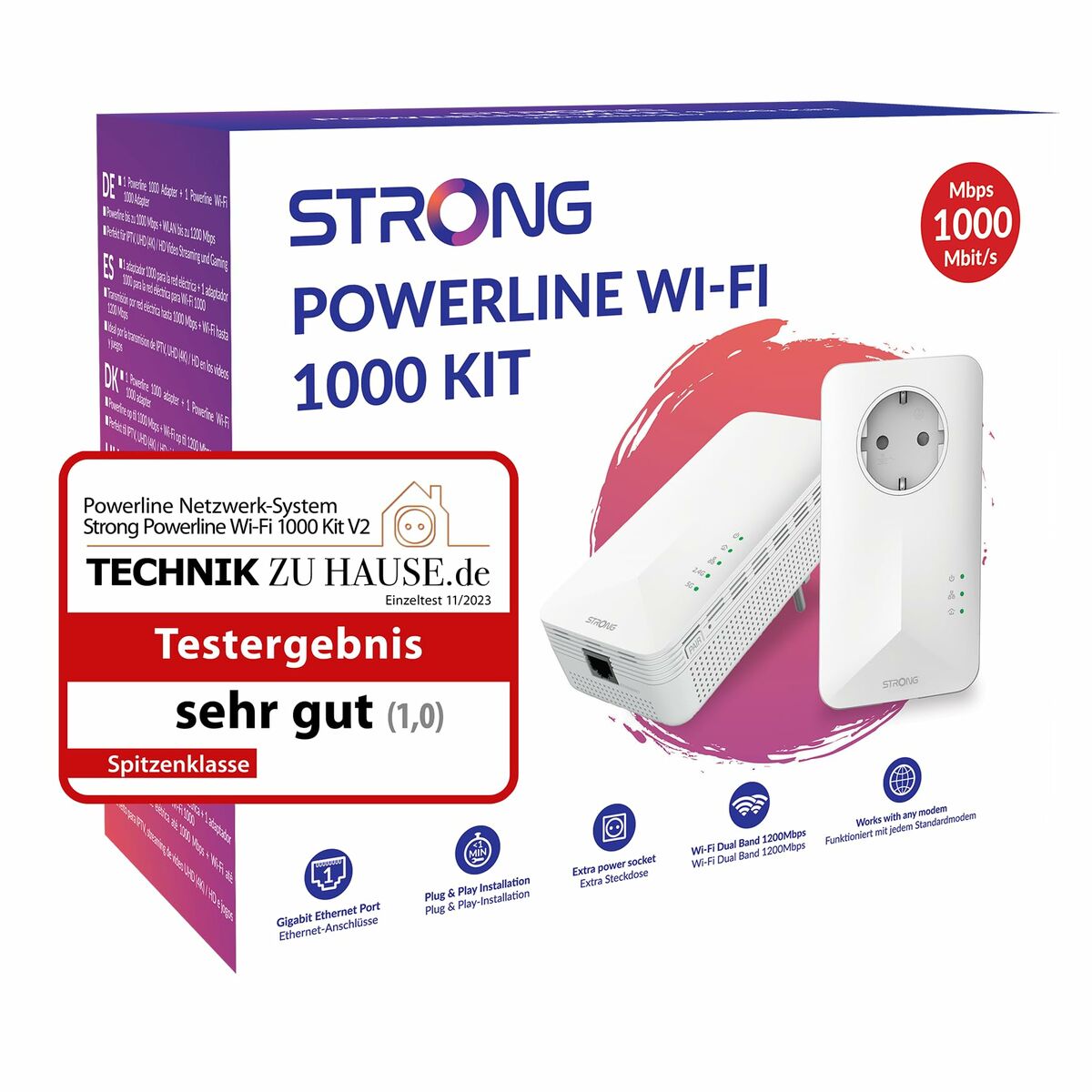 PLC Adapter STRONG POWERL1000WFDUOEUV2 White (2 Units)