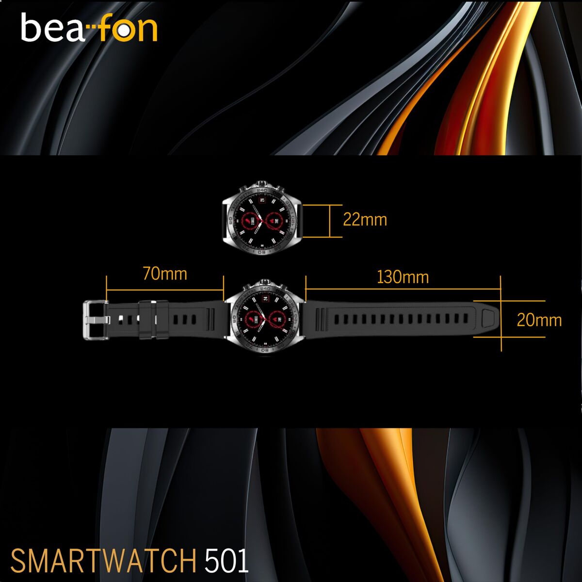 Smartwatch beafon WATCH 501 1,43″ Steel Matte back