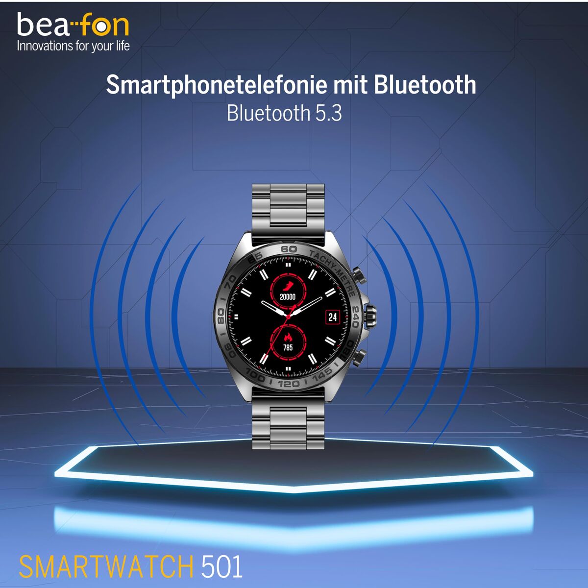 Smartwatch beafon WATCH 501 1,43″ Steel Matte back
