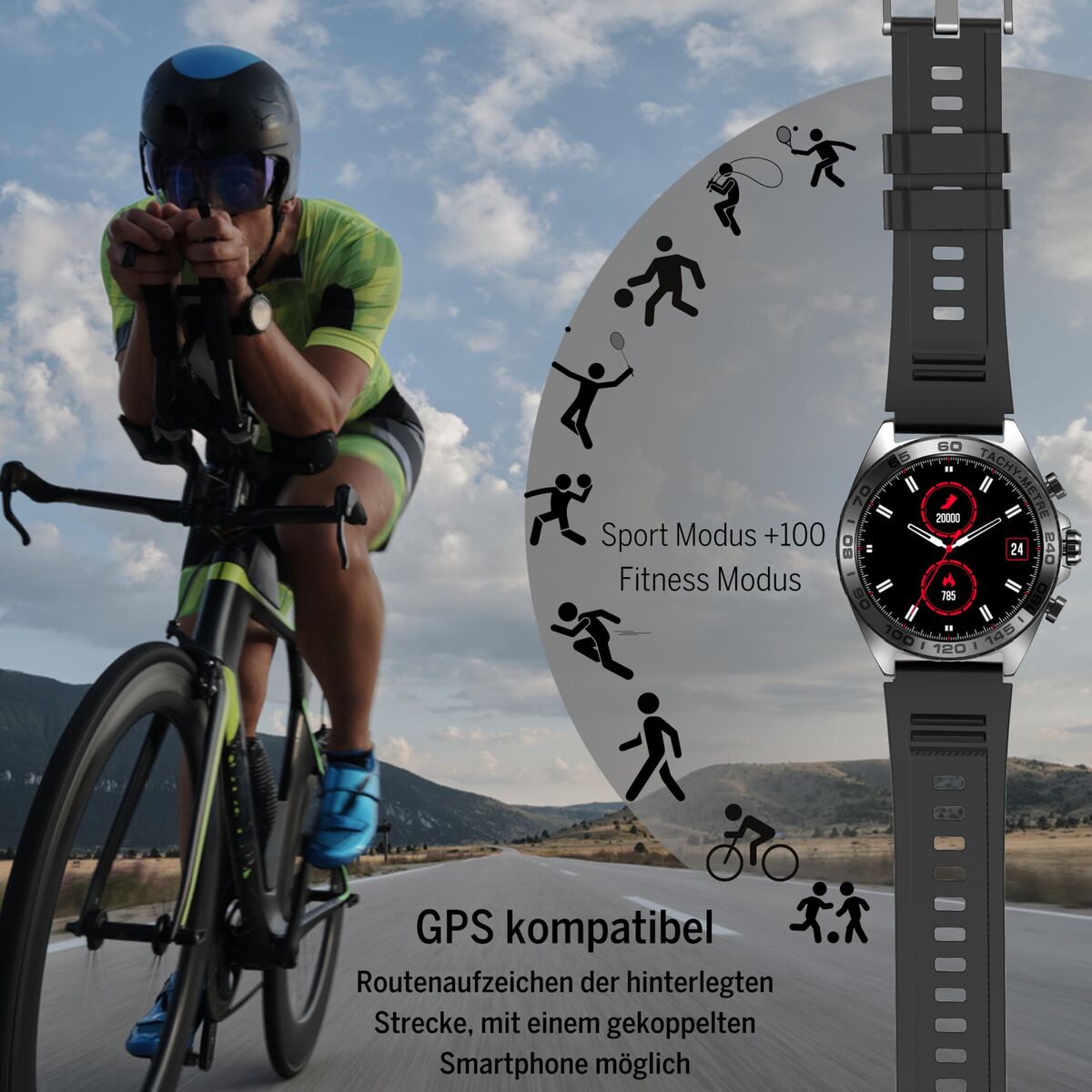 Smartwatch beafon WATCH 501 1,43″ Steel Matte back