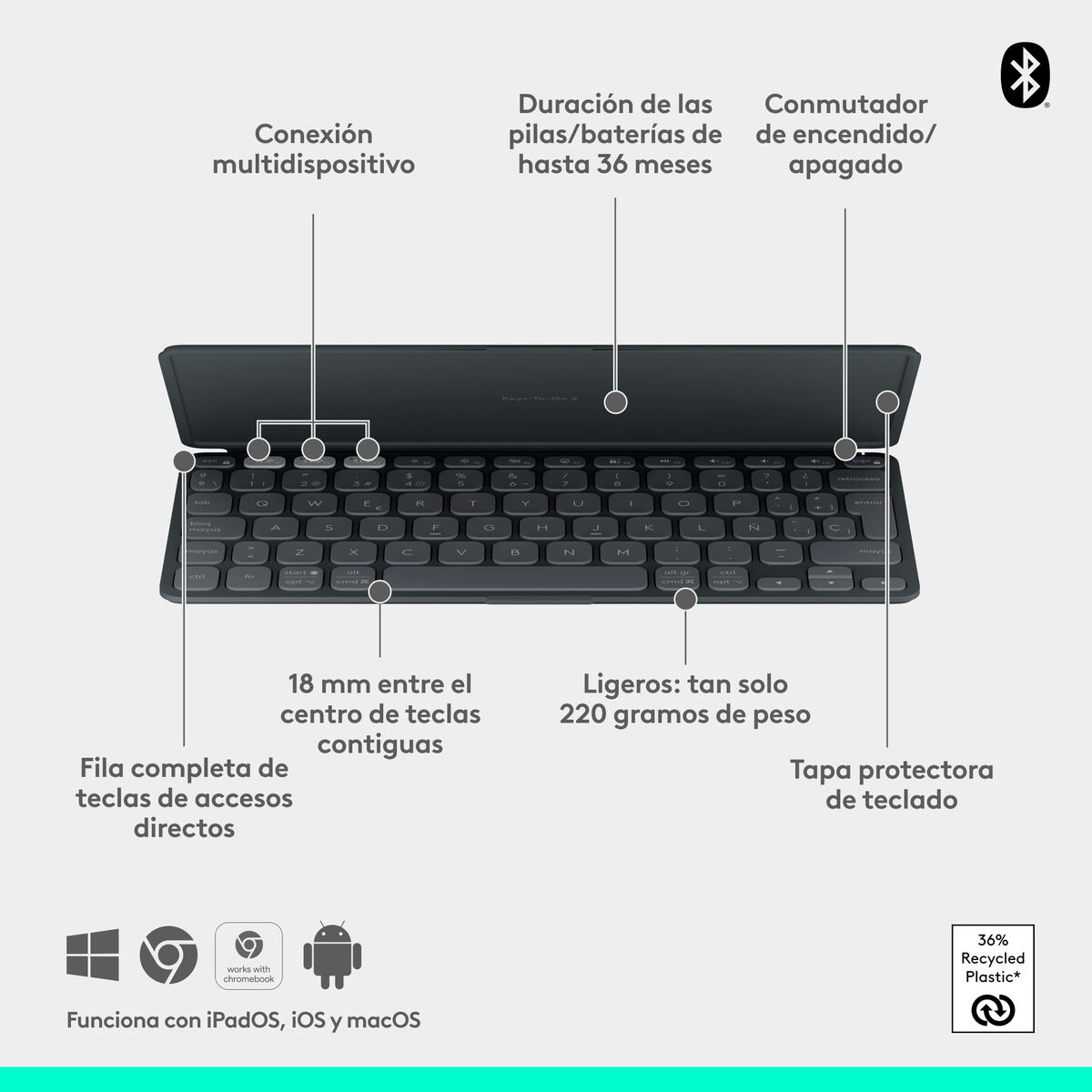 Keyboard Logitech 920-012973 Graphite Spanish QWERTY