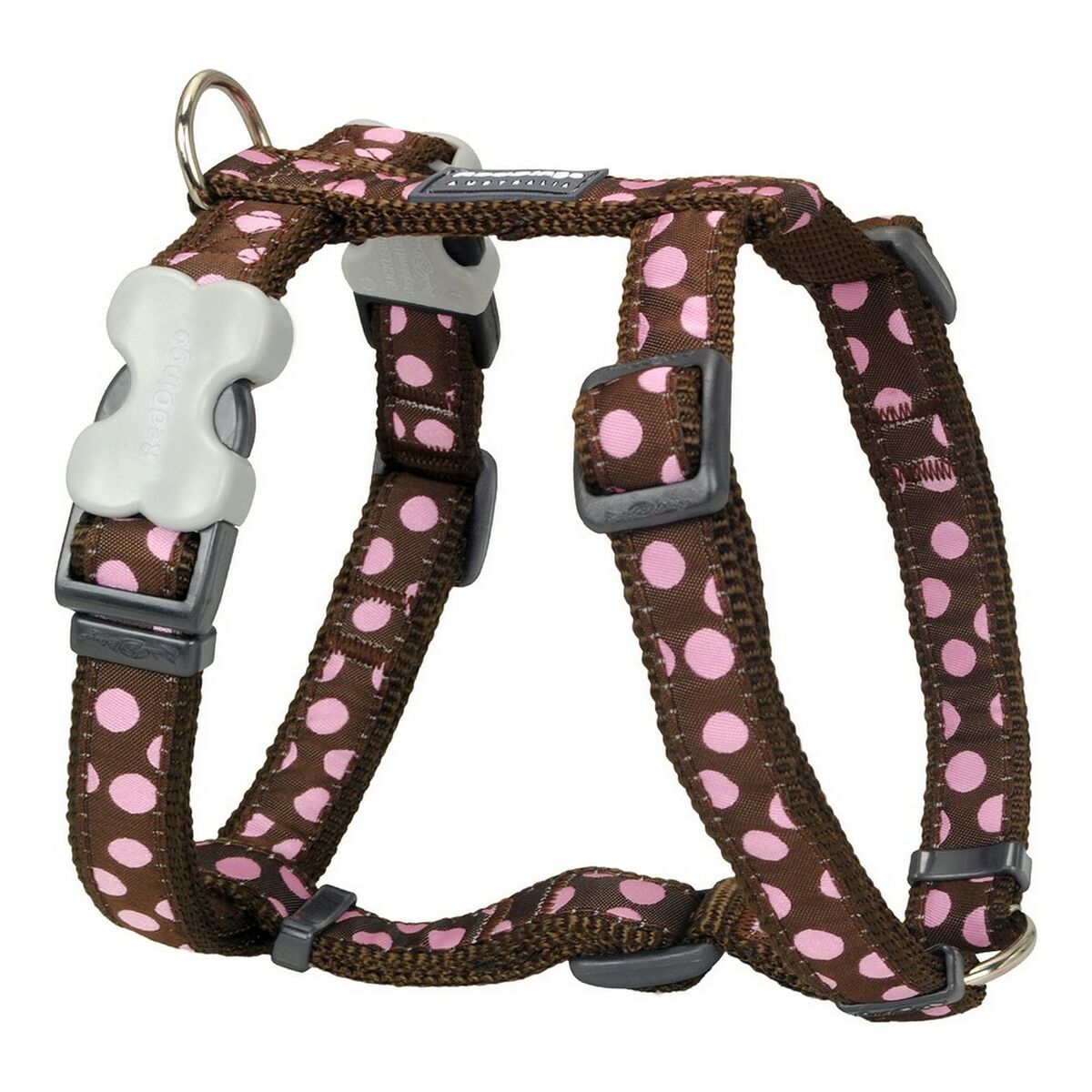 Dog Harness Red Dingo Style Pink Brown Spots 25-39 cm Dog Harness Red Dingo Style Pink Brown Spots 25-39 cm