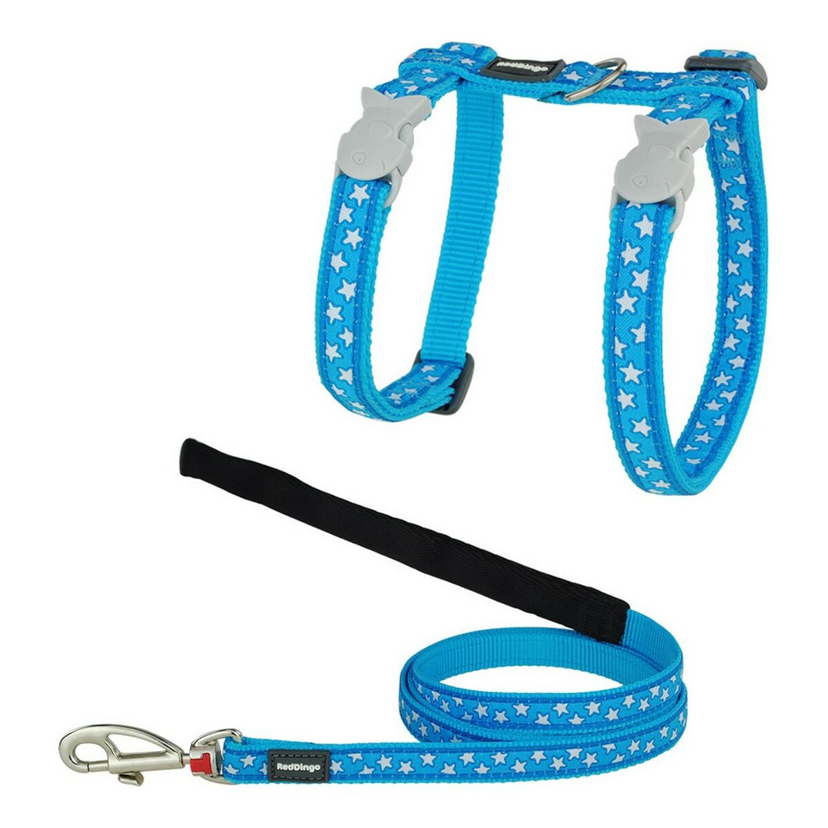 Cat Harness Red Dingo Style Turquoise Star White Strap Cat Harness Red Dingo Style Turquoise Star White Strap