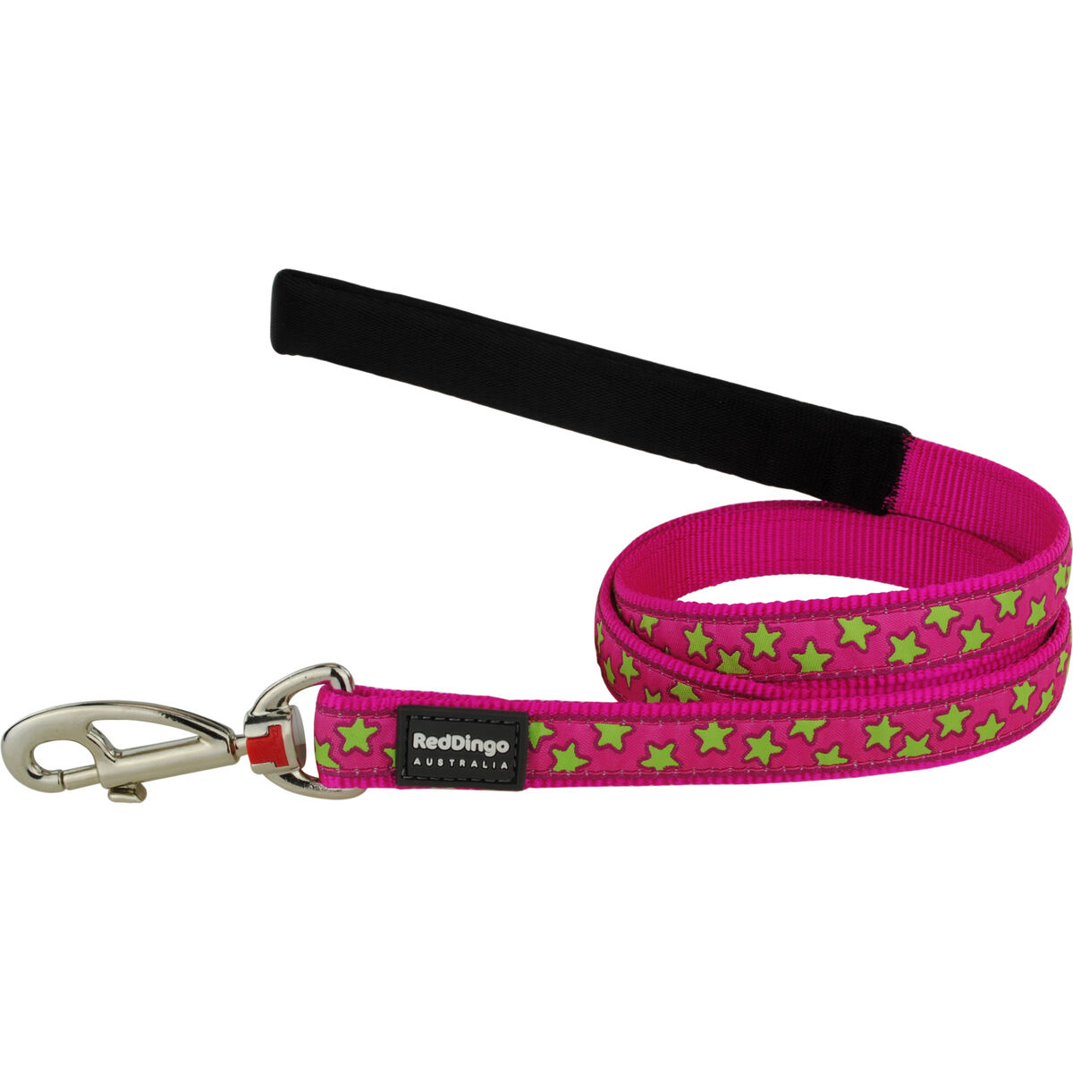 Dog Lead Red Dingo STYLE STARS LIME ON HOT PINK 15mm x 120 cm Dog Lead Red Dingo STYLE STARS LIME ON HOT PINK 15mm x 120 cm