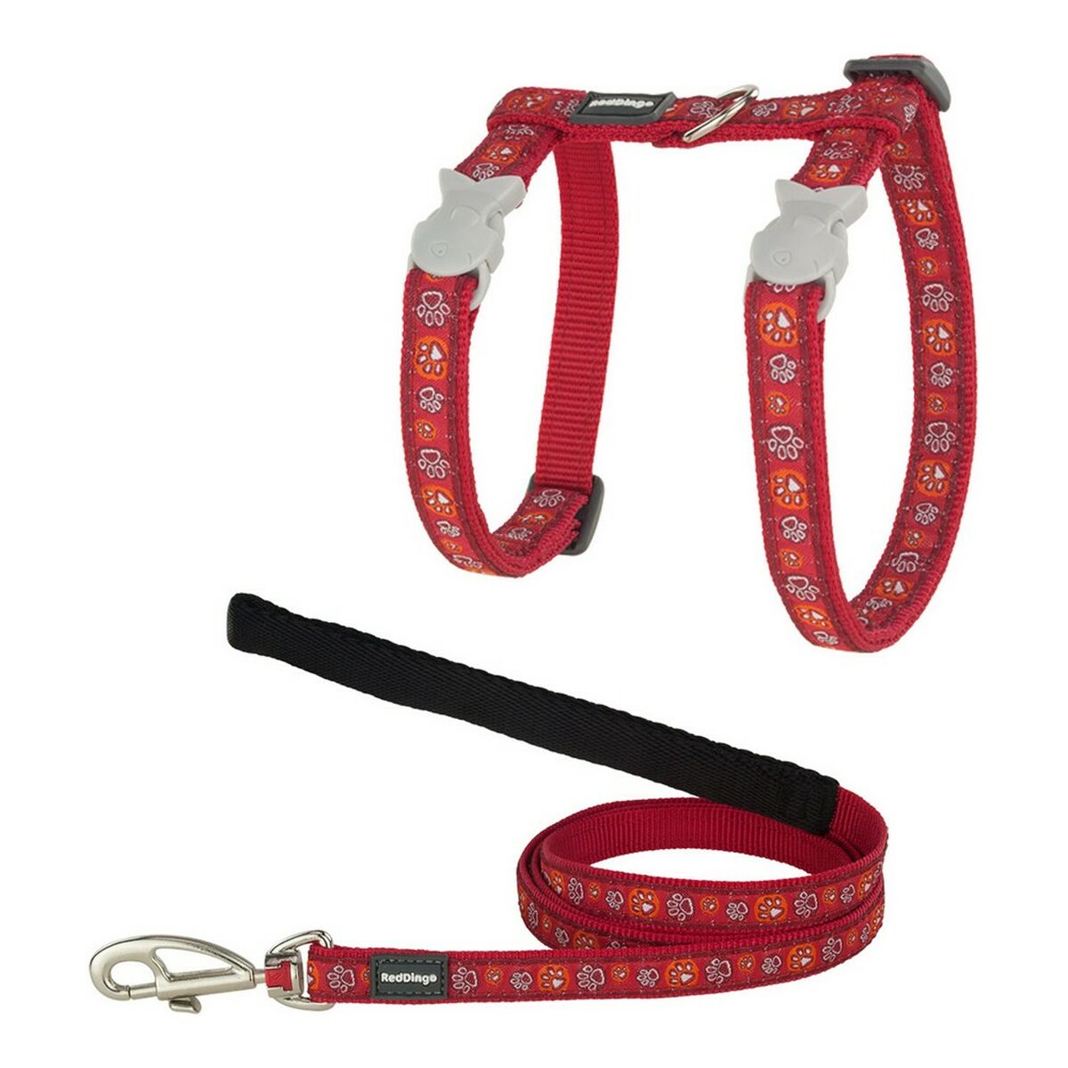 Cat Harness Red Dingo Style Red Strap Animal footprints Cat Harness Red Dingo Style Red Strap Animal footprints