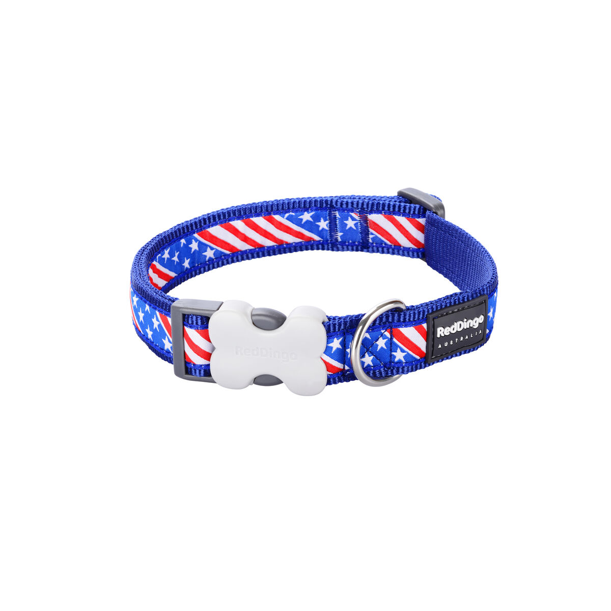 Dog collar Red Dingo STYLE US FLAG 41-63 cm Dog collar Red Dingo STYLE US FLAG 41-63 cm