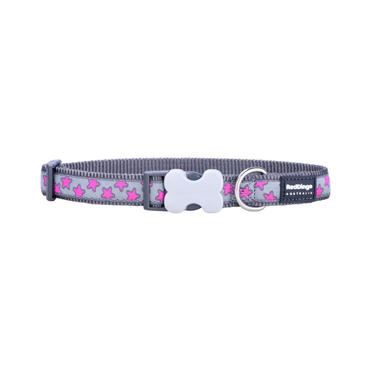 Dog collar Red Dingo STYLE HOT PINK ON COOL GREY 41-63 cm Dog collar Red Dingo STYLE HOT PINK ON COOL GREY 41-63 cm