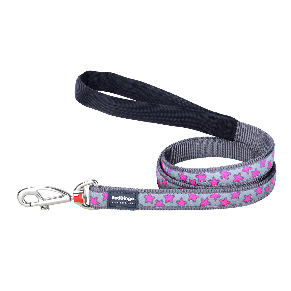 Dog Lead Red Dingo STYLE HOT PINK ON COOL GREY 15mm x 120 cm Dog Lead Red Dingo STYLE HOT PINK ON COOL GREY 15mm x 120 cm